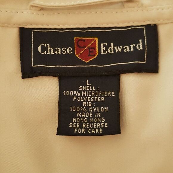Chase Edward Cream Colored Golf Vest with American Flag Patch on Chest Sz L - Picture 3 of 6